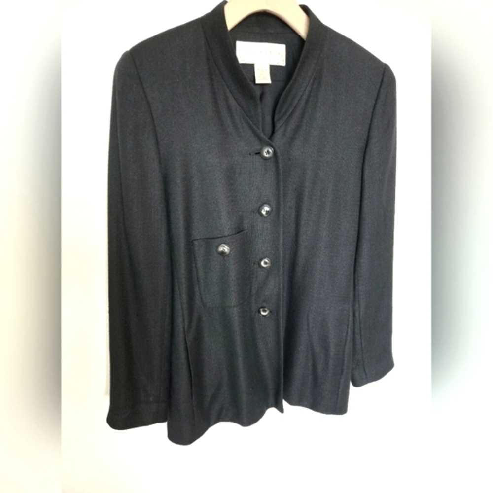 DONCASTER vintage black single pocket blazer Normcore Quiet Luxury size 8 - Picture 1 of 7